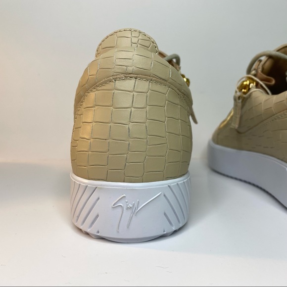 GIUSEPPE ZANOTTI Beige Low Top Crocodile Sneakers - Picture 11 of 16
